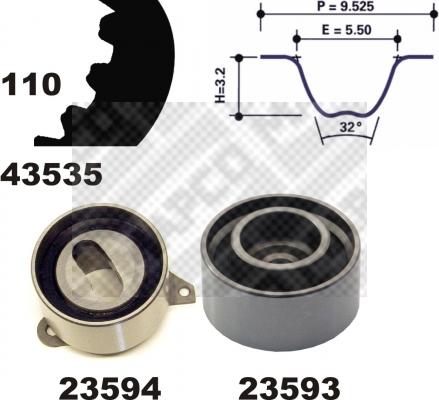 Mapco 23535 - Комплект ангренажен ремък vvparts.bg