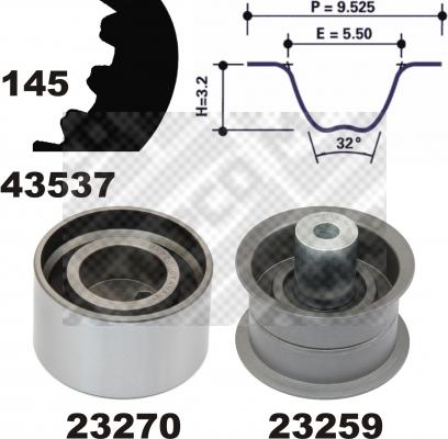 Mapco 23537 - Комплект ангренажен ремък vvparts.bg