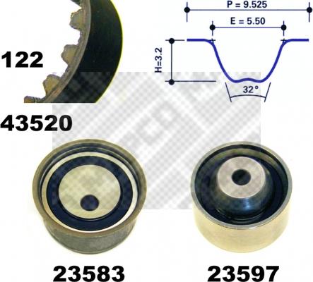 Mapco 23520 - Комплект ангренажен ремък vvparts.bg