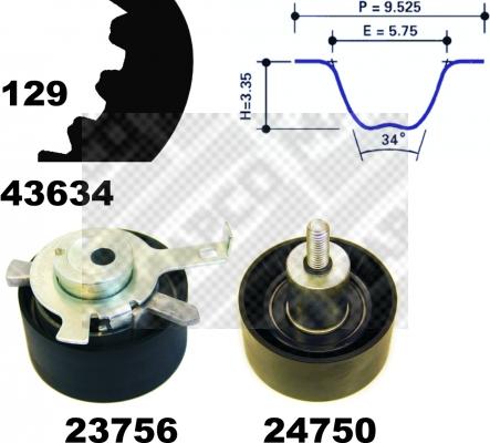 Mapco 23603 - Комплект ангренажен ремък vvparts.bg