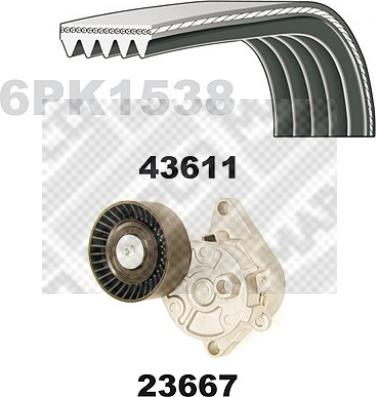 Mapco 23611 - Комплект пистов ремък vvparts.bg