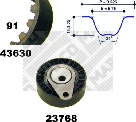 Mapco 23630 - Комплект ангренажен ремък vvparts.bg