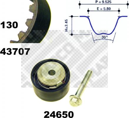 Mapco 23631 - Комплект ангренажен ремък vvparts.bg