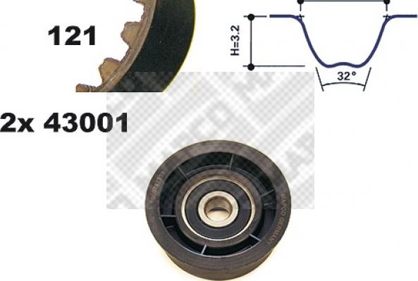 Mapco 23001 - Комплект ангренажен ремък vvparts.bg