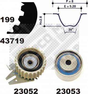 Mapco 23008 - Комплект ангренажен ремък vvparts.bg