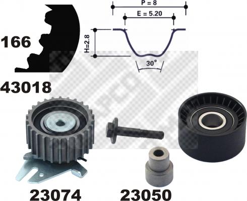 Mapco 23014 - Комплект ангренажен ремък vvparts.bg