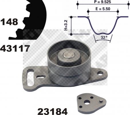 Mapco 23119 - Комплект ангренажен ремък vvparts.bg