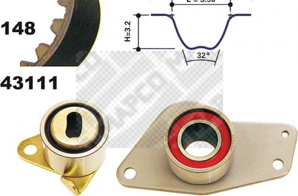 Mapco 23111 - Комплект ангренажен ремък vvparts.bg