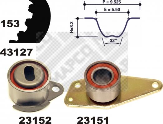 Mapco 23127 - Комплект ангренажен ремък vvparts.bg