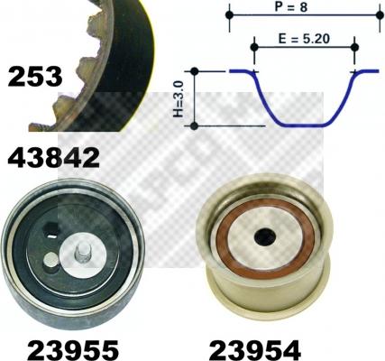 Mapco 23842 - Комплект ангренажен ремък vvparts.bg