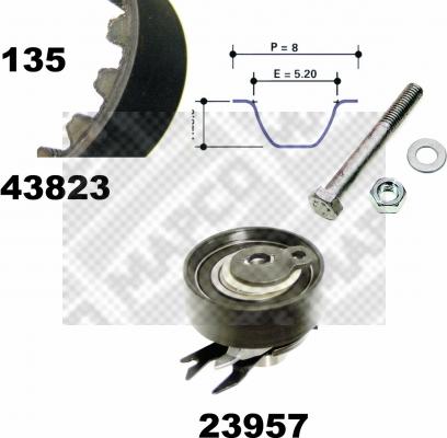 Mapco 23823 - Комплект ангренажен ремък vvparts.bg