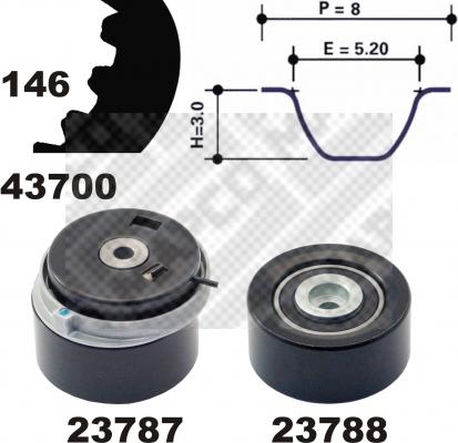 Mapco 23700 - Комплект ангренажен ремък vvparts.bg