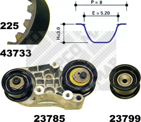 Mapco 23733 - Комплект ангренажен ремък vvparts.bg