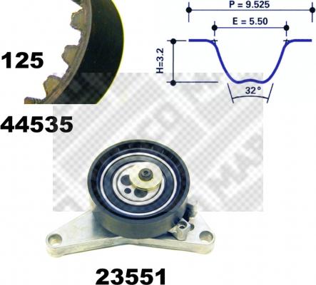 Mapco 73535 - Комплект ангренажен ремък vvparts.bg