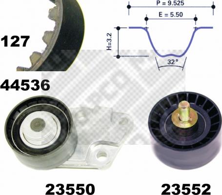 Mapco 73536 - Комплект ангренажен ремък vvparts.bg