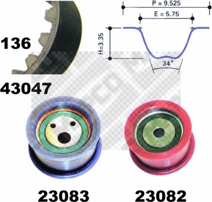 Mapco 73080 - Комплект ангренажен ремък vvparts.bg