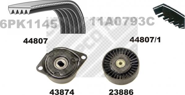 Mapco 73807 - Комплект пистов ремък vvparts.bg