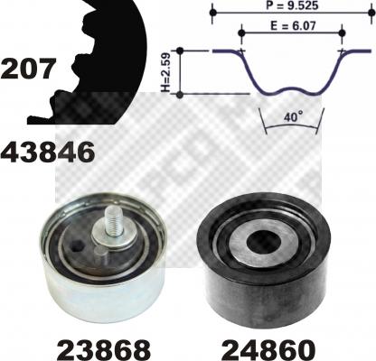 Mapco 73816 - Комплект ангренажен ремък vvparts.bg