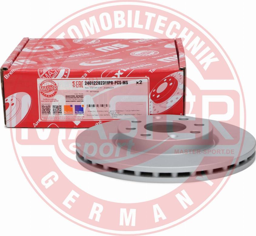 MASTER-SPORT GERMANY 24012202311PR-PCS-MS - Спирачен диск vvparts.bg