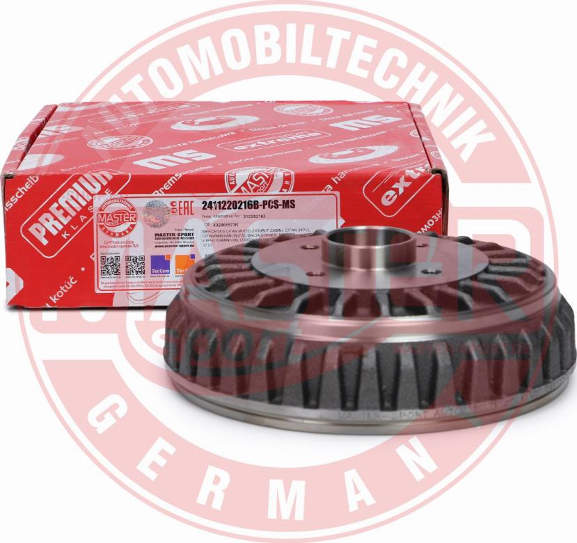 MASTER-SPORT GERMANY 2411220216B-PCS-MS - Спирачен барабан vvparts.bg