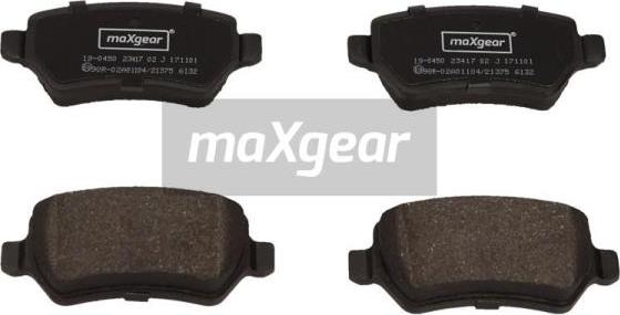 Maxgear 19-0450 - Комплект спирачно феродо, дискови спирачки vvparts.bg