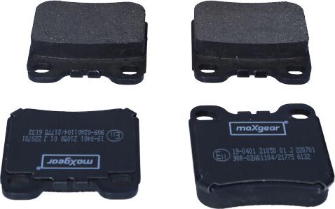 Maxgear 19-0401 - Комплект спирачно феродо, дискови спирачки vvparts.bg