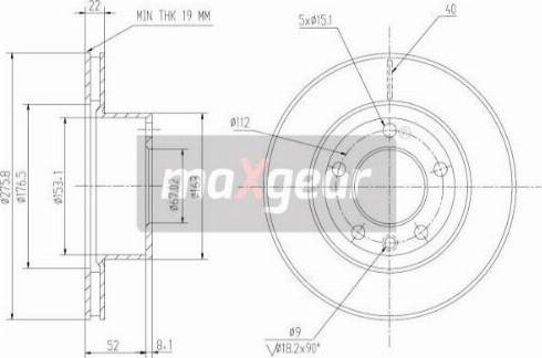 Maxgear 19-0728MAX - Спирачен диск vvparts.bg