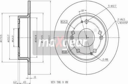 Maxgear 19-1843MAX - Спирачен диск vvparts.bg