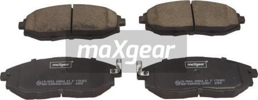 Maxgear 19-3004 - Комплект спирачно феродо, дискови спирачки vvparts.bg