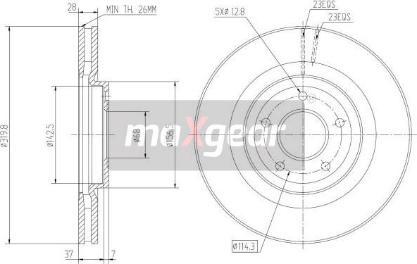Maxgear 19-2364MAX - Спирачен диск vvparts.bg