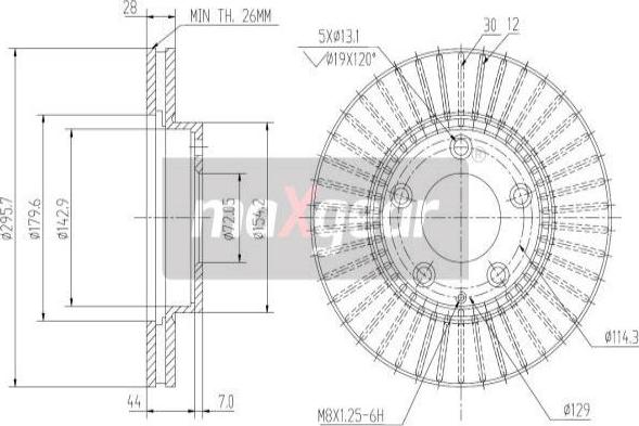 Maxgear 19-2387 - Спирачен диск vvparts.bg