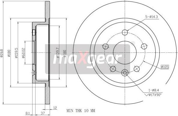 Maxgear 19-2333MAX - Спирачен диск vvparts.bg