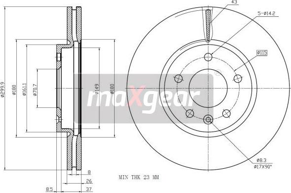 Maxgear 19-2332MAX - Спирачен диск vvparts.bg