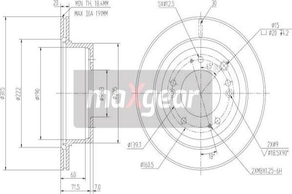 Maxgear 19-2372 - Спирачен диск vvparts.bg