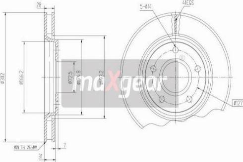 Maxgear 19-2274MAX - Спирачен диск vvparts.bg