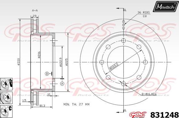 Maxtech 827022 - Спирачен диск vvparts.bg