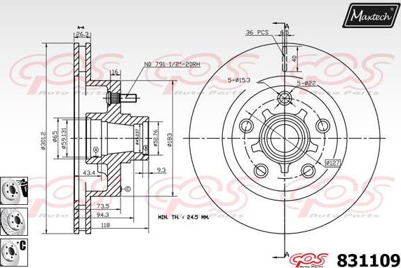 Maxtech 70200858 - Ремонтен комплект, спирачен апарат vvparts.bg