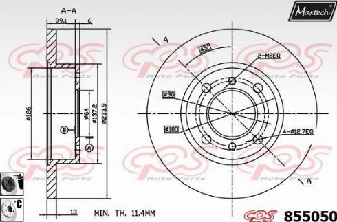 Maxtech 855050.6060 - Спирачен диск vvparts.bg