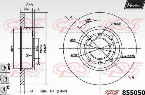 Maxtech 855050.6880 - Спирачен диск vvparts.bg