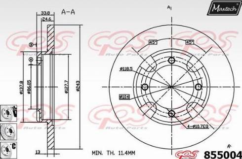 Maxtech 855004.6880 - Спирачен диск vvparts.bg