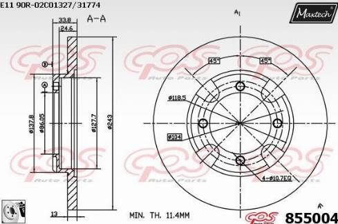 Maxtech 855004.0080 - Спирачен диск vvparts.bg