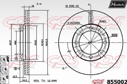 Maxtech 855002.6880 - Спирачен диск vvparts.bg