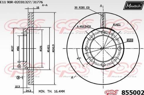 Maxtech 855002.0000 - Спирачен диск vvparts.bg