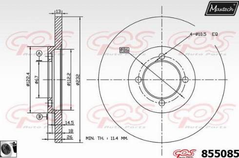 Maxtech 855085.0060 - Спирачен диск vvparts.bg