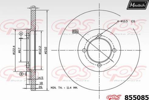 Maxtech 855085.0000 - Спирачен диск vvparts.bg