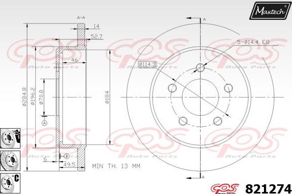 Maxtech 855038 - Спирачен диск vvparts.bg