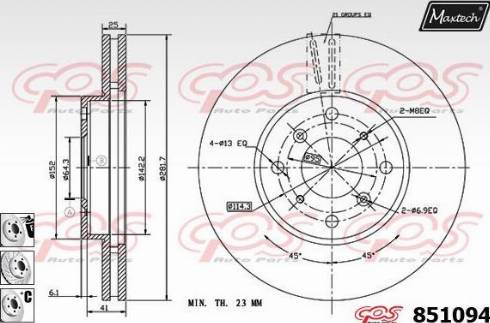 Maxtech 851094.6880 - Спирачен диск vvparts.bg