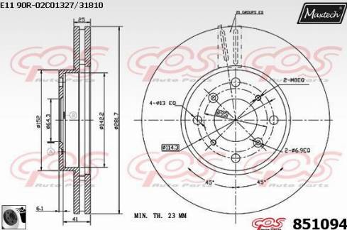 Maxtech 851094.0060 - Спирачен диск vvparts.bg