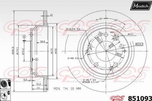 Maxtech 851093.6060 - Спирачен диск vvparts.bg