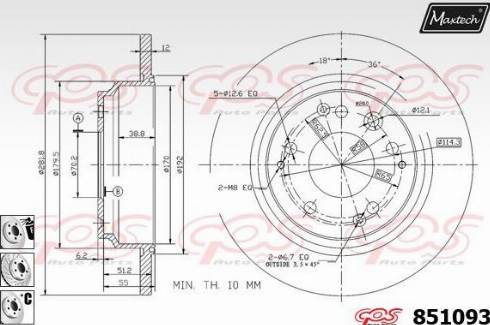 Maxtech 851093.6880 - Спирачен диск vvparts.bg